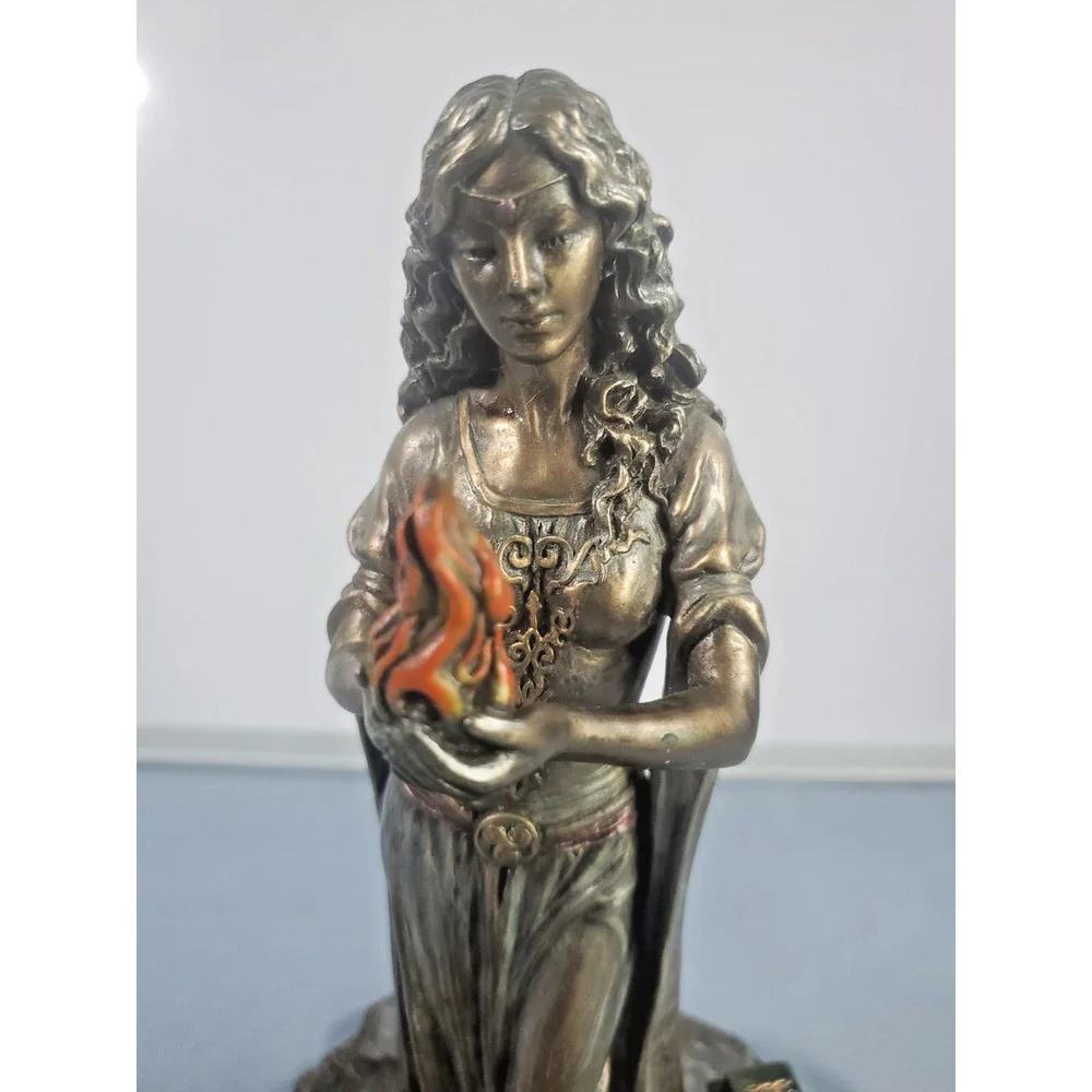 Brigid Goddess Statue: Cold Cast Bronze Finish, Hearth and Home Decor